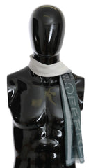 GF Ferre Gray Wool Viscose Foulard Patterned Branded Scarf - Scarves & Shawls