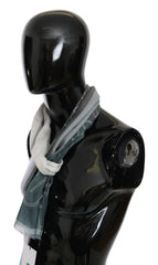 GF Ferre Gray Wool Viscose Foulard Patterned Branded Scarf - Scarves & Shawls