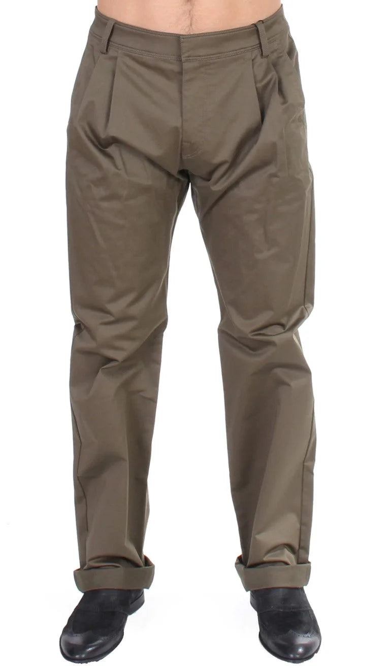 GF Ferre Green Cotton Stretch Comfort Fit Pants - IT48 | M - Chinos