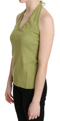 GF Ferre Green Halter Cotton Sleeveless Casual Tank Top Blouse - IT40|S - Tank Tops