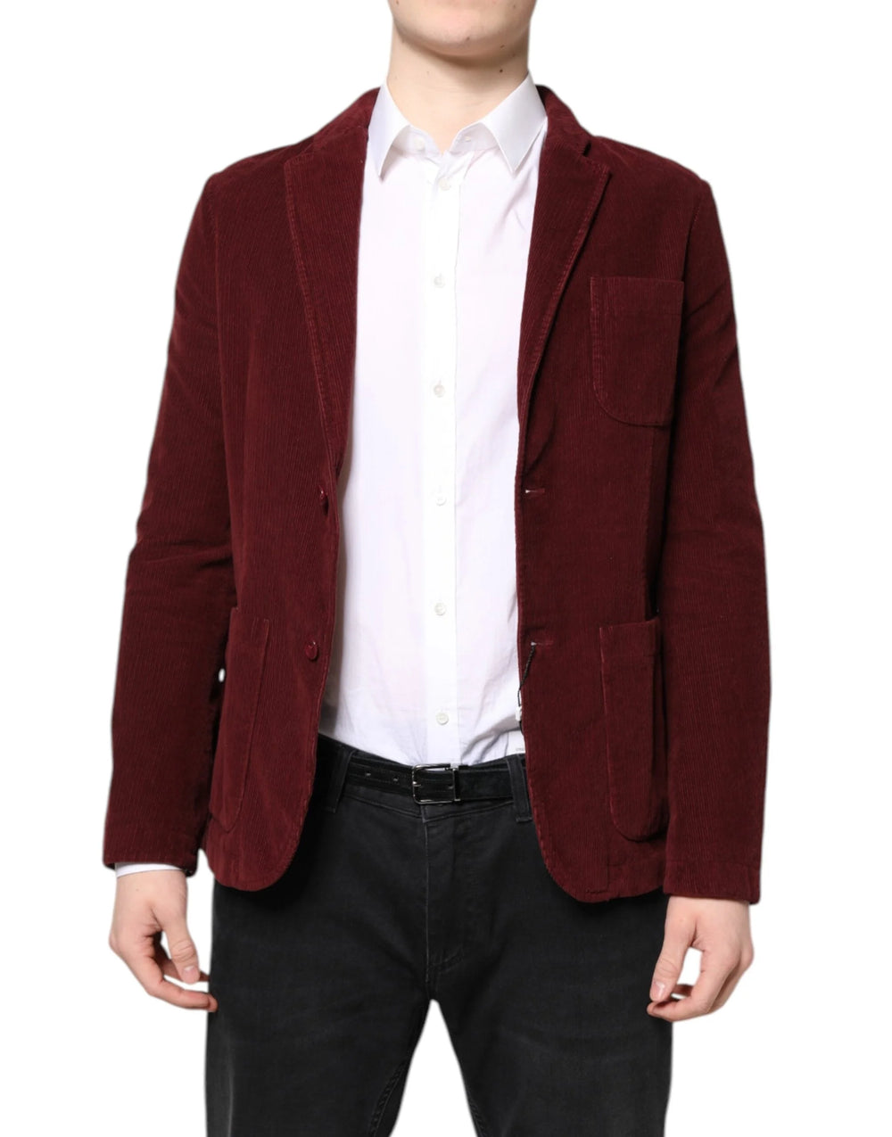 GF Ferre Maroon Corduroy Regular Fit Men Coat Blazer Jacket - IT48 | M - Sport Jackets