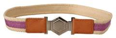 GF Ferre Multicolor Leather Silver Hexagon Logo Buckle Belt - 85 cm / 34 Inches - Belts