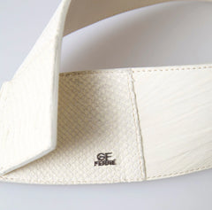 GF Ferre Off White Waxed Cotton Wide Fashion Waistband Belt - 70 cm / 28 Inches - Belts