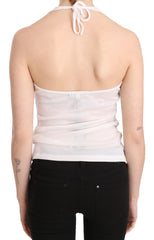 GF Ferre White Halter Cotton Sleeveless Casual Tank Top Blouse - IT38|XS - Tank Tops