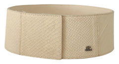 GF Ferre White Waxed Cotton Wide Fashion Belt - 70 cm / 28 Inches - Belts