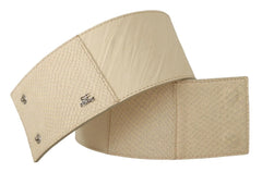 GF Ferre White Waxed Cotton Wide Fashion Belt - 70 cm / 28 Inches - Belts