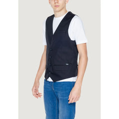Gianni Lupo Black Cotton Waistcoat - IT52 | XL
