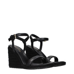 Gianvito Rossi Black Leather Wedge Sandals