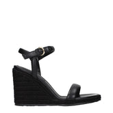 Gianvito Rossi Black Leather Wedge Sandals