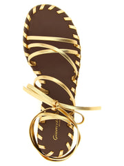 Gianvito Rossi Gold Lamb Leather Flat Sandals