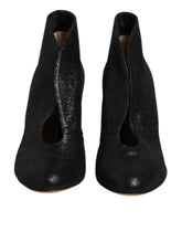 Gianvito Rossi metalické černé kožené boty na jehlovém podpatku s špičatým nosem a elegantní siluetou vysokého jehlového podpatku.