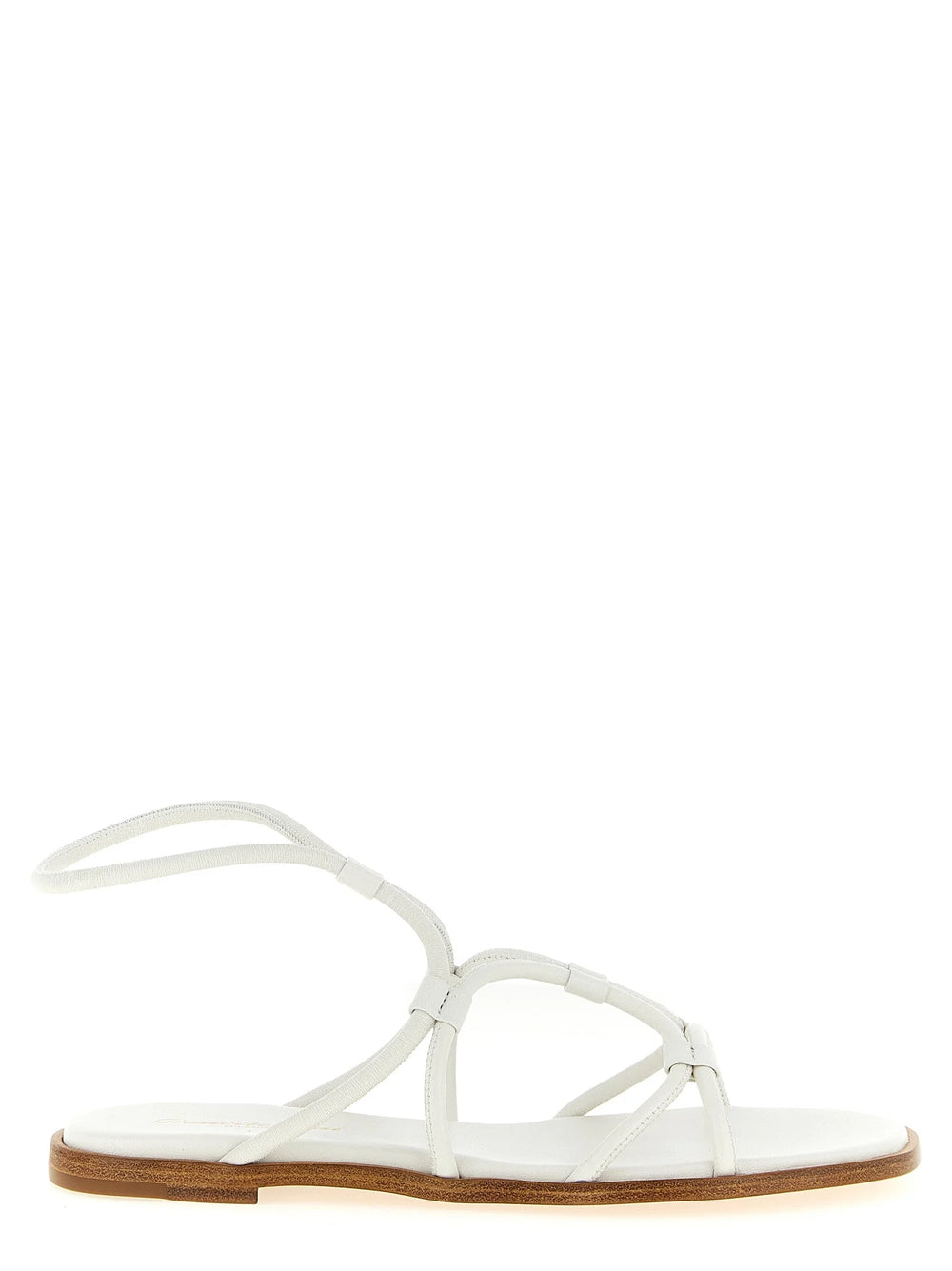 Gianvito Rossi White Lamb Leather Flat Sandals