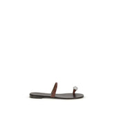 Giuseppe Zanotti Brown Calf Leather Bos Taurus Flat Sandals - EU36.5/US6.5
