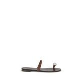 Giuseppe Zanotti Brown Calf Leather Bos Taurus Flat Sandals