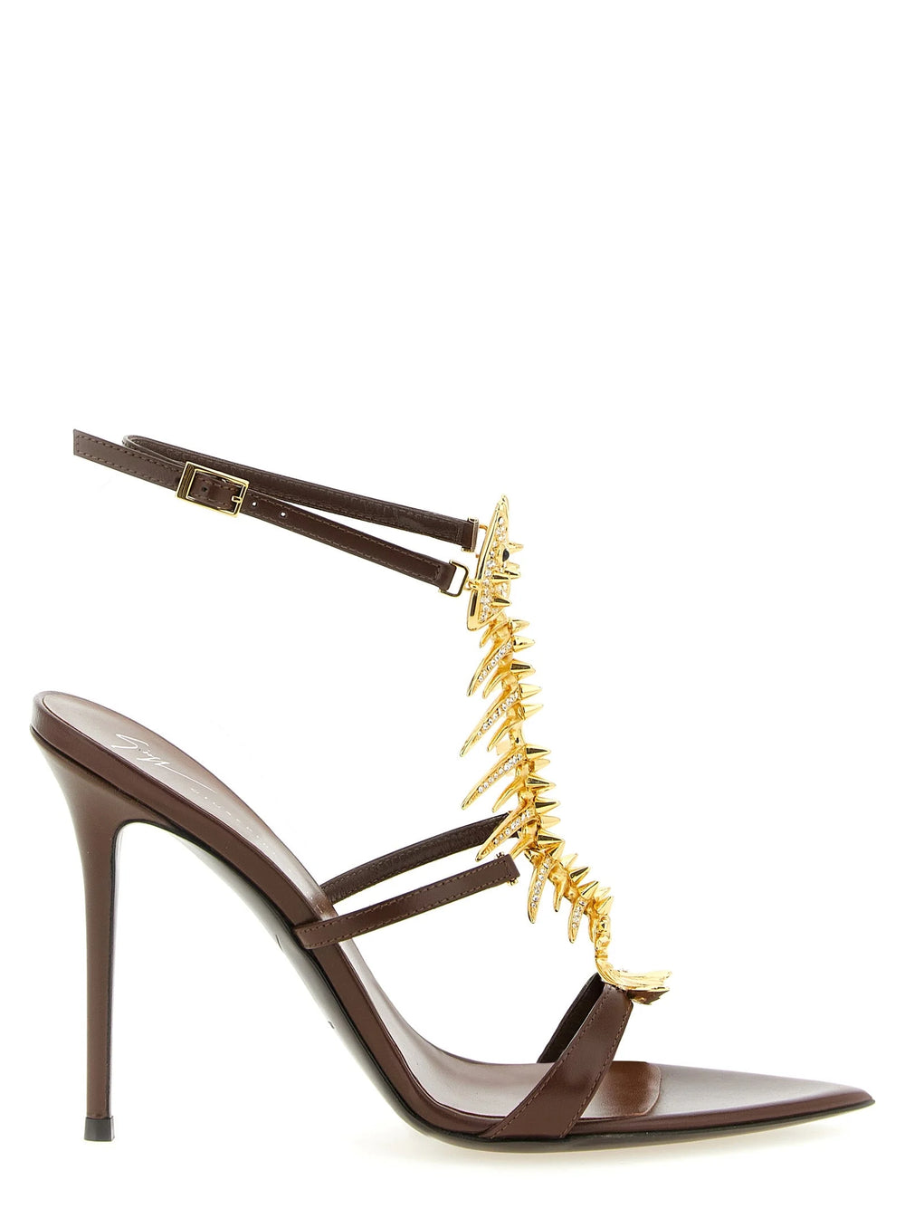 Giuseppe Zanotti Brown Lamb Leather Stiletto Heel Sandals