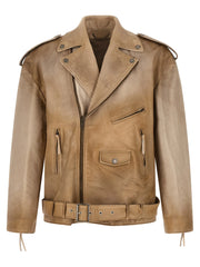 Golden Goose Beige Buffalo Leather Leather Jacket