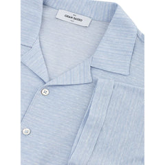 Gran Sasso Blue Linen And Cotton Shortsleeve - IT50 | L - Shirts