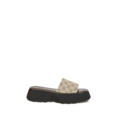 Gucci Beige Fabric Platform Sandals - EU39.5/US9.5