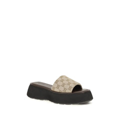 Gucci Beige Fabric Platform Sandals - EU39.5/US9.5