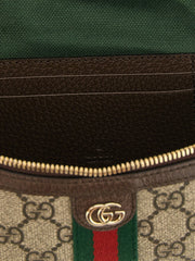 Close-up detail of the Gucci shoulder bag's beige polyethylene material, showcasing the smooth texture and craftsmanship.