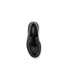 Gucci Black Calf Leather Bos Taurus Slip-On Loafers