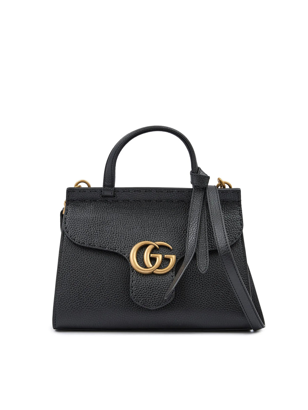 Gucci Black Leather GG Marmont Handbag - Shoulder Bags