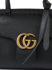 Gucci Black Leather GG Marmont Handbag - Shoulder Bags