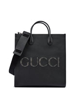 Gucci Black Leather Logo Medium Tote Bag - Shopper Bags