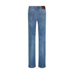 Gucci Blue Cotton Flared Jeans - W25