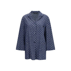 Gucci Blue Cotton Full-Length Jacket