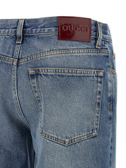 Gucci Blue Cotton Straight-Leg Jeans - 27