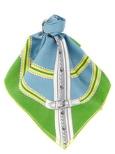 Gucci multicolor silk scarf featuring a vibrant botanical pattern and signature logo border in a refined square drape.