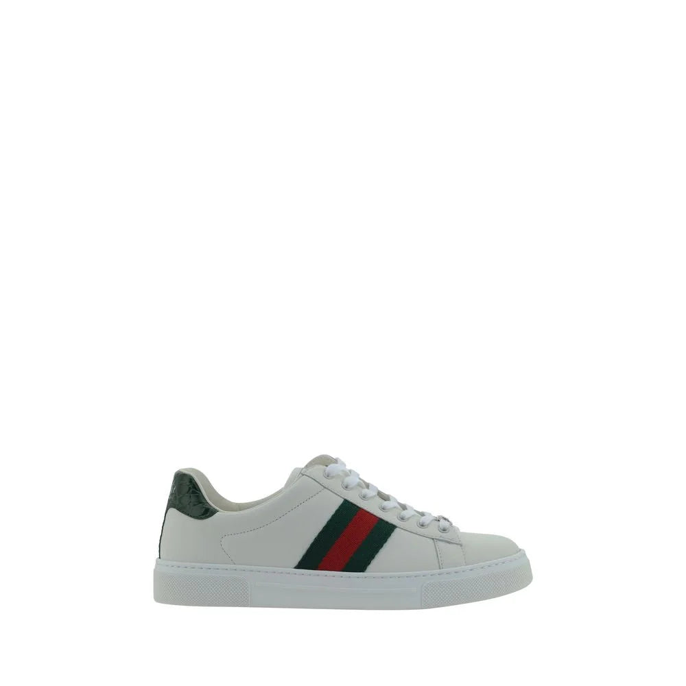 Gucci White Calf Leather Bos Taurus Low Top Sneakers