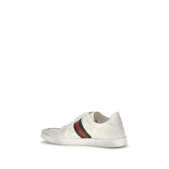 Gucci White Calf Leather Bos Taurus Low Top Sneakers