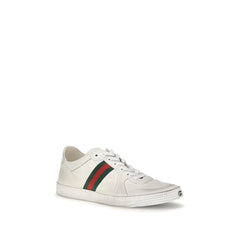 Gucci White Calf Leather Bos Taurus Low Top Sneakers
