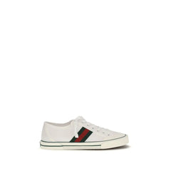 Gucci White Cotton Low Top Sneakers
