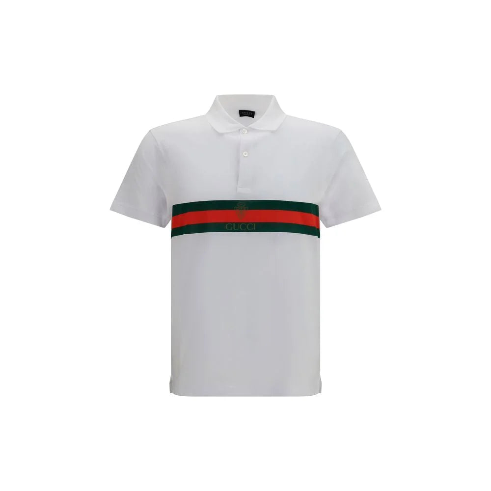 Gucci White Cotton Polo Shirt