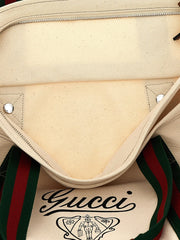 Gucci White Cotton Tote Bag