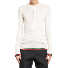 Gucci White Silk Long Sleeve T-Shirt - L