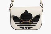 Gucci x Adidas Horsebit 1955 White Black Calfskin Leather Shoulder Bag
