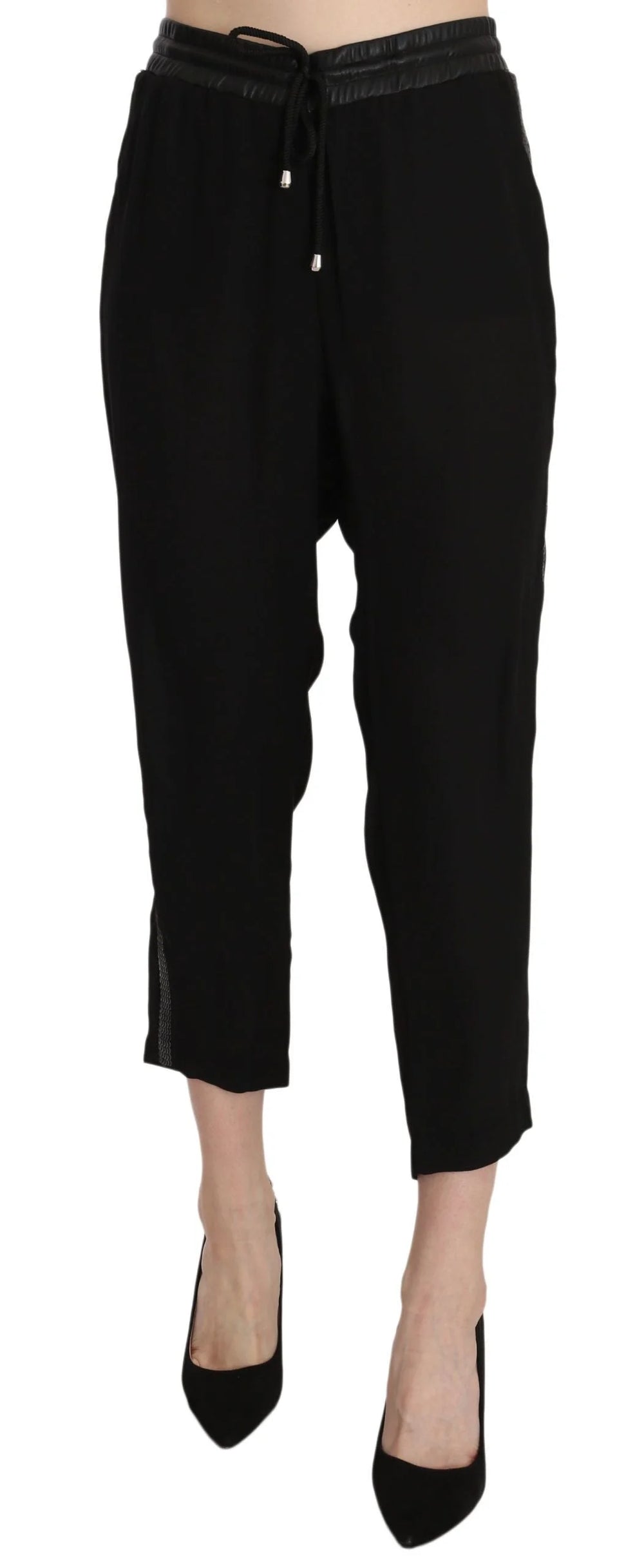 Guess Black Polyester High Waist Cropped Trousers Pants - IT44|L - Trousers