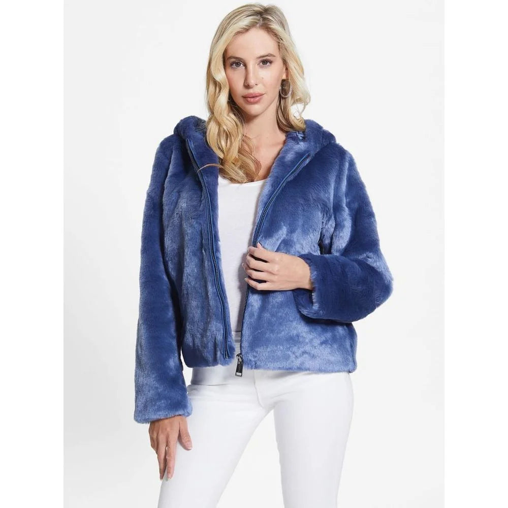 Guess Blue Marabou Coat - XS