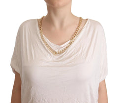 Guess By Marciano White Short Sleeves Gold Chain T-shirt Top - IT42|M - T-Shirts