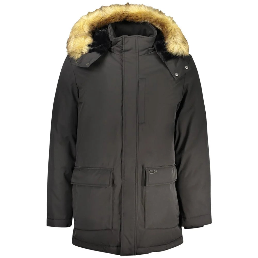 Guess Jeans Black Polyester Mens Jacket