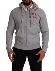 Hackett Gray Full Zip Hooded Cotton Sweatshirt Sweater - IT46 | S - Hoodies