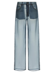 Haikure Blue Silk Casual Pants
