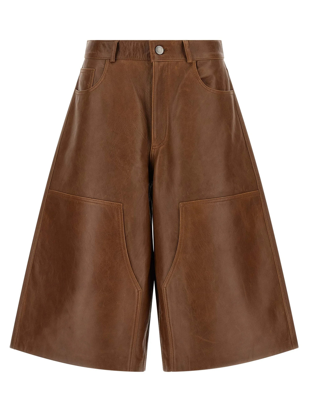 Haikure Brown Lambskin Bermuda Shorts