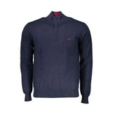Harmont & Blaine Chic Half-Zip Blue Sweater with Embroidery Detail - Sweaters