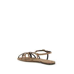 Herbert Levine Brown Calf Leather Bos Taurus Flat Sandals