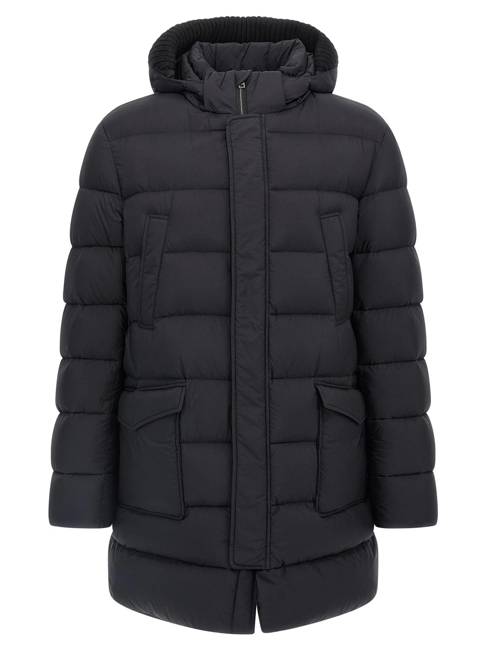 Herno Black Polyamide Coat - 48 | M